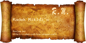 Radek Miklós névjegykártya